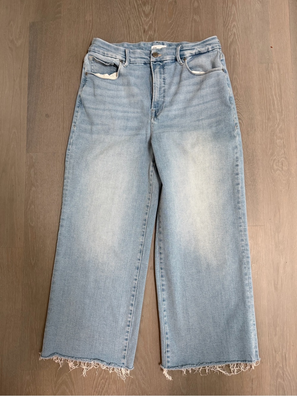 Good American Good Waist Light Compression Crop High Waist Palazzo Jeans,EUC 14